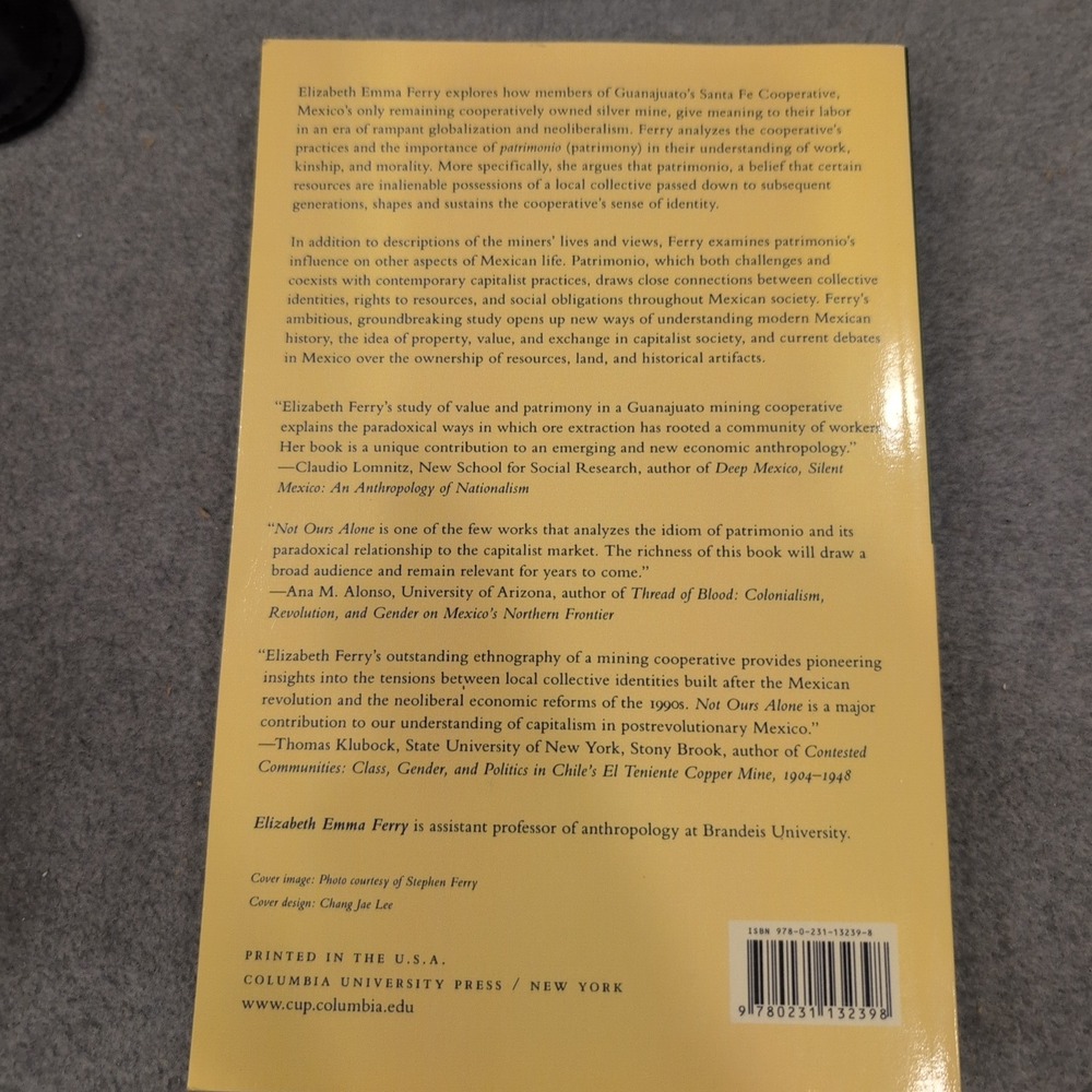 Not Ours Alone Elizabeth Emma Ferry Mexico Mining Anthropology 2005 Paperback - Picture 4 of 4